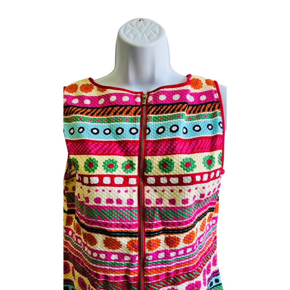 Talbots 6 Multicolor Geo Stripe Sleeveless Dress Retro Mod Workwear Resort - Picture 3 of 4